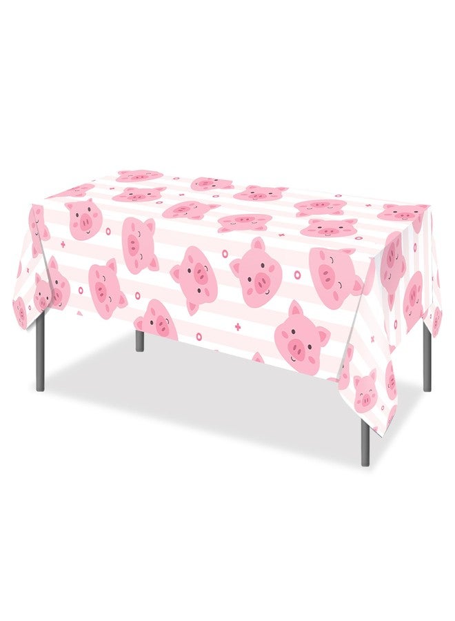 MOZUI 2pcs Piggy Party Tablecloth Piggy Tablecloths Pink Pig Tablecloths Piggy Themed Party Decoration Supplies Disposable Plastic Tablecloth Piggy Table Covers for Piggy Birthday Decoration,54 x 87In - Image 2